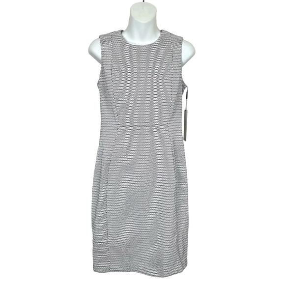 NWT Calvin Klein White Black Diamond Print Sheath Pencil Dress Business 6P - Picture 1 of 16